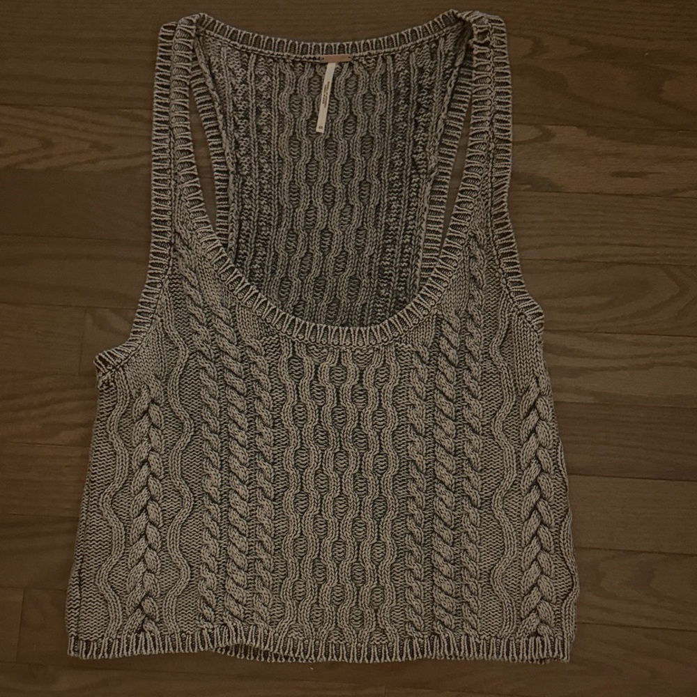 Free People Black Cable Knit Tank Top (New) no tag